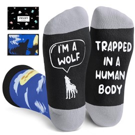 Funny Wolf Gifts for Men - Wolf Socks for Women, Funny Socks Crazy Gifts for Male Female, Novelty Wolf Socks for Teens, Christmas Stocking Stuffers