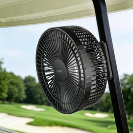 A2C Golf Cart Fan, 7.5" Rechargeable Magnetic Fan with 4 Speed Modes, Up to 15 Hours, Strong Airflow, Fits EZGO Club Car Yamaha, for Golf Cart & Cruise Ship Accessories, Outdoor Use