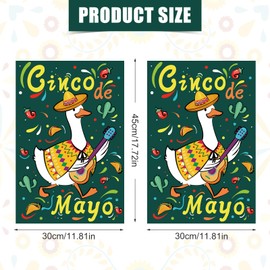 Lyreh Cinco de Mayo Goose Garden Flag, 18x12in Vertical Double-Sided Cinco de Mayo Yard Flag for Outdoor Holiday Party Patio Yard House Lawn Decor