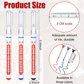 Marspark 24 Pcs Long Head Markers Long Nib Deep Hole Marker Pen Multi-purpose Drill Hole Scriber Waterproof Construction Marking Tool Colorful Carpentry Pen for Woodworking Hardware Craft (Multicolor)