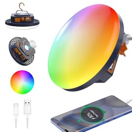 AODOO 10000mAh Rechargeable 3000LM Tent Light Camping Light, RGB / 6500K 24Hours Long Play Time , Outdoor Night Market Light Night Fishing Light Emergency Lights for Hurricane