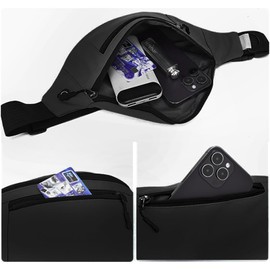 Ladies Running Fanny Pack with Adjustable Belt Strap,Waterproof Bum Bag Waist Fanny Packs Travel Hiking Jogging Outdoor Sport,Fashion Unisex Mini Crossbody Waist Packs,Black