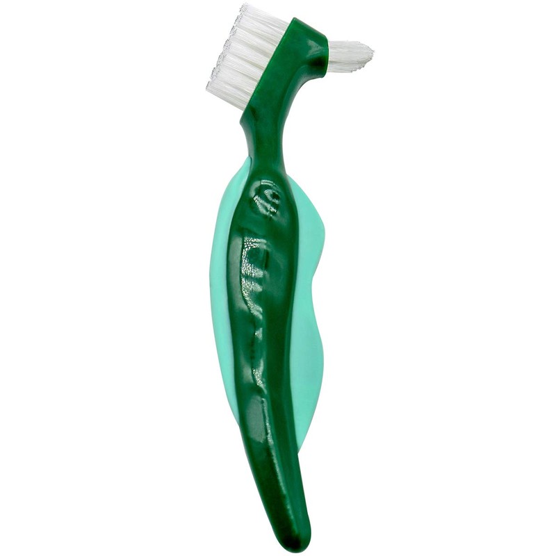Premium Hard Denture Brush, Multi-Layered Bristles & Portable Double Sided