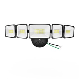 SZPOWER 120W Outdoor LED Flood Light, 5 Heads Exterior Security Lights, 6500K Super Bright Floodlight Fixture Waterproof IP65, Outside Flood Lights for House, Backyard Black