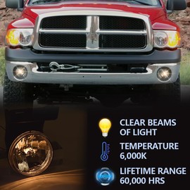 G-PLUS Fog Lights Compatible with 1994-2001 Dodge Ram 1500/94-02 Ram 2500 3500 Pick Up Truck 896 12V 37.5W Halogen Lamp (Clear Lens w/Bulbs)