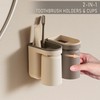 Toothbrush Holder Wall Mounted with Cup,2-in-1 Toothbrush Holders & Cups