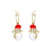 Cute Snowman Pearl Dangle Stud Earrings 14K Gold Plated Cubic