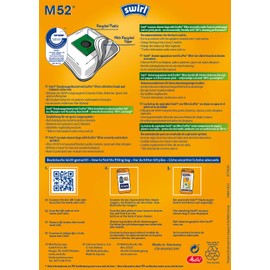 Swirl M 52 EcoPor - Sacchetti per aspirapolvere (10 sacchetti), resistenti agli strappi per alcuni aspirapolvere Miele, confezione conveniente, in scatola esterna ecologica, filtro al 99,9% di polvere