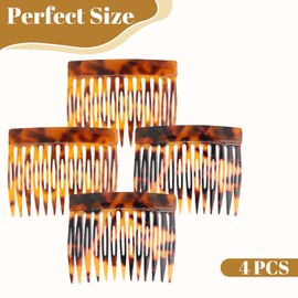 Auiremrti 4-piece hair comb, large hair clips set, French side combs made of cellulose acetate, vintage design, French side comb, tortoiseshell