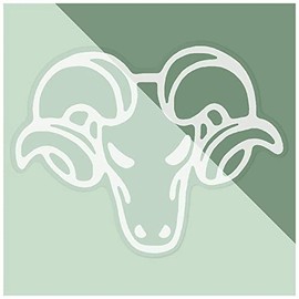 Large 460mm 'Ram Head' Clear Static Window Cling Sticker/Decal (White) (WC00034665)