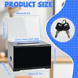 Huucozn Acrylic Donation Box Till Box Lockable Small Ballot Box Small Ballot Box Cash Box with Slot Safe Suggestion Box for Donation Suggestions 16 x 11.5 x 10 cm