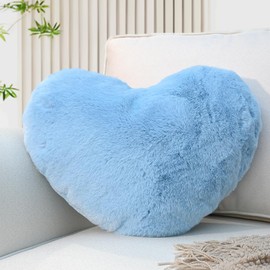 Yhoelata Heart Cushion, Light Blue Heart-Shaped Cushion, Cuddly Cushion, Love Decorative Cushion, Aesthetic, Plush Cushion for Living Room, Sofa, Bedroom, Bed, Gift, 26 x 36 cm