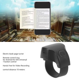 Bluetooth Remote Control Tiktok Page Turner Wireless Camera Remote Shutter Selfie Button Scroll Ring Fingertip Clicker for Android Phone Tablet (Black)