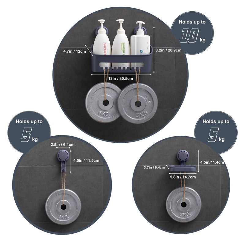 Uten Shower Shelf No Drilling Set, Shower Basket, Soap Dish