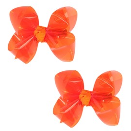 Adorable Waterproof Bow Hair Clips (Pack of 2): Colorful PVC Bow Clips for Summer Swimming Fun - Perfect Hair Accessories for Girls, Toddlers, and Teens (4 Inch-Orange)
