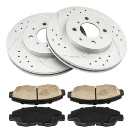 KAC 3295 D465A Front Brake Kits Brake Rotors and Ceramic Brake Pads Set replacement for Insight 10-14,Civic EX 97-00,Civic Si 99-00/03,Civic EX LX DX 03-05 Ventilated & Drilled & Slotted 4-Lug