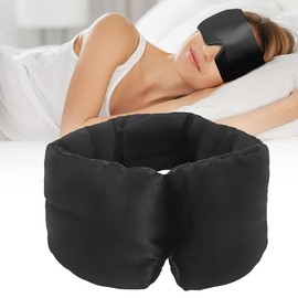 Sleep Mask, 100% Natural Silk Eye Mask for Sleeping, Eye Cover with Adjustable Velcro Large-Size Blindfold for Men & Women Travel Office Nap Airplane(Black)
