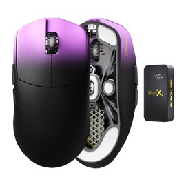 Lamzu Maya X Wireless Gaming Mouse, Ultra Lightweight 47g, Optical Switch, Maximum 30000 DPI, Symmetrical, MCU Nordic 52840, Dust-Proof Encoder, PAW3950 Sensor(Larger Maya) (Purple)