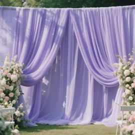 10 Yard Chiffon Lavender Fabric Sheer Draping for Wedding Voile Tulle Material Arbor Backdrop Canopy Birthday Party Christmas Gender Reveal Bridal Baby Shower DIY Decoration Backdrop