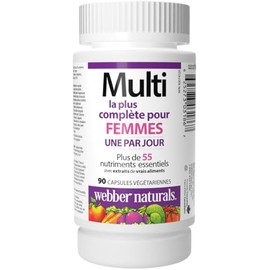 Webber Naturals Webber Naturals Most Complete Multi For Women, 90 Capsules, One-Per-Day, Over 55 Vitamins, Minerals, and Whole Food Fruit and Vegetable Sources per Capsule, Vegetarian