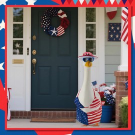 Patriotic Porch Goose Outfits for 23 Inch Lawn Statue, 4th of July Hawaiian Bikini Costume for Plastic/Cement Statue, Independence Day,Memorial Day Sculpture Clothes for Garden Patio Party Decoration