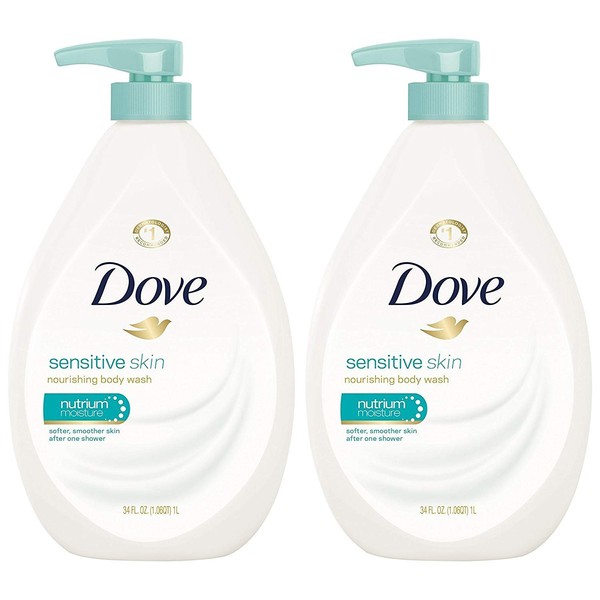 Dove Body Wash, Sensitive Skin Pump, 34 Ounce (Pack of