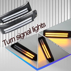 BINQIGOO LED Daytime Running Light Compatible with Toyota Tundra 2007-2013 Sequoia 2008-2017 Replacement for Front Side Head Lamp Filler,White DRL Amber Turn Signal Front Side Marker Headlight