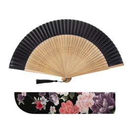 YSJCHEBS 1 x Classic Folding Fan, 1 x Folding Fan Storage Bag, Foldable Hand Fan, Chinese Folding Fan, Tassel Folding Fan, Dance Hand Fan, Stage Performance Folding Fan