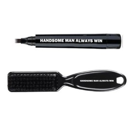 Kit de relleno de barba de 2 unidades, HANDSOME MAN ALWAYS WIN) lápiz impermeable de larga duración con 4 puntas, cepillo y negro azabache) -Rellena, da forma, define tu barba. Regalo para PAPA.