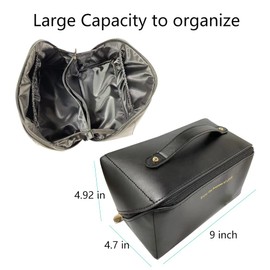 M-bestl - Bolsa de cosméticos de viaje de diseño mejorado, bolsa de maquillaje de viaje, bolsa de cosméticos para mujer, bolsa de aseo para almacenamiento con espacio de división ajustable, Negro -, Rectángulo