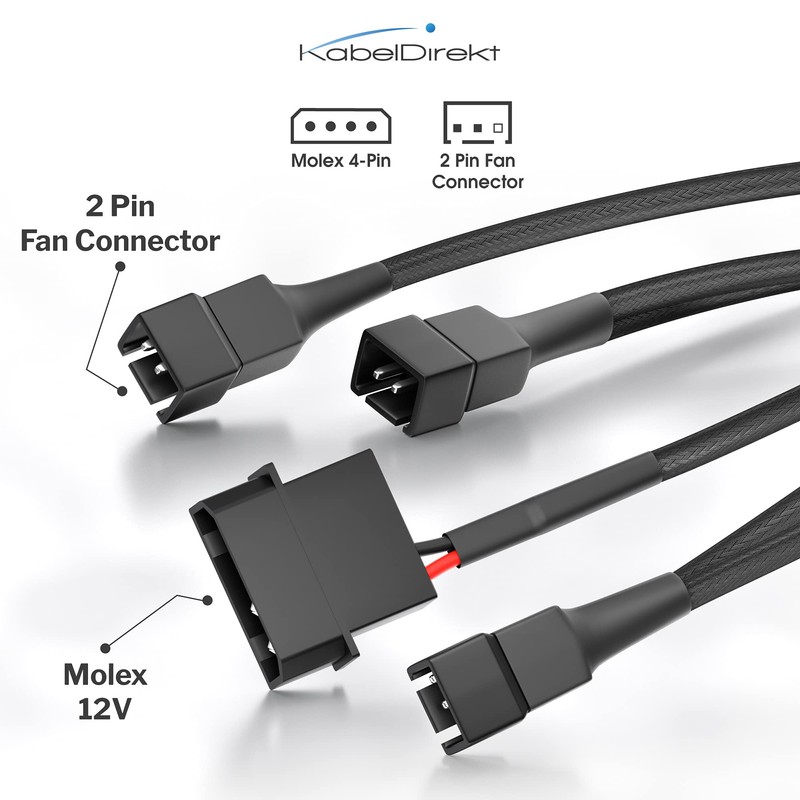 KabelDirekt 20-20-20cm 4-pin Molex (5.25“) 12V to 3 x 3-pin