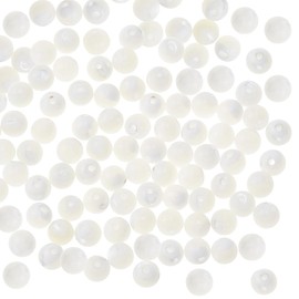 Hobbspring 100Pcs Natural Sea Shell Beads 6mm Round Shell Beads Mother of Pearl Beads Creamy White Loose Spacer Beads for Necklace Bracelet Earring DIY Jewelry Making