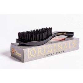 Crown Quality Products Original Contour 360 Wave Brush - Hard Flex Bristles (Black, Gold) Hairbrush