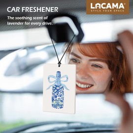 Lacama Blue Retro Girly Car Air Freshener 3Pcs, Vintage Preppy Coquette Cars Scents Air Freshener for Women Girls Gifts, Cute Girly Car Accessories Interior Mirror Decor Hanging