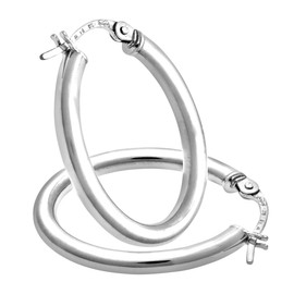 Citerna Women's 9ct White Gold Hoop Earrings