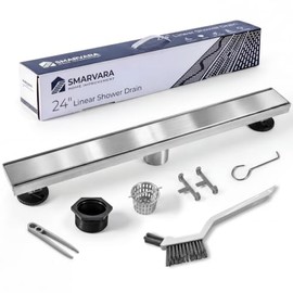 24-Inch Linear Shower Drain with Adjustable Cover & Hair Catcher