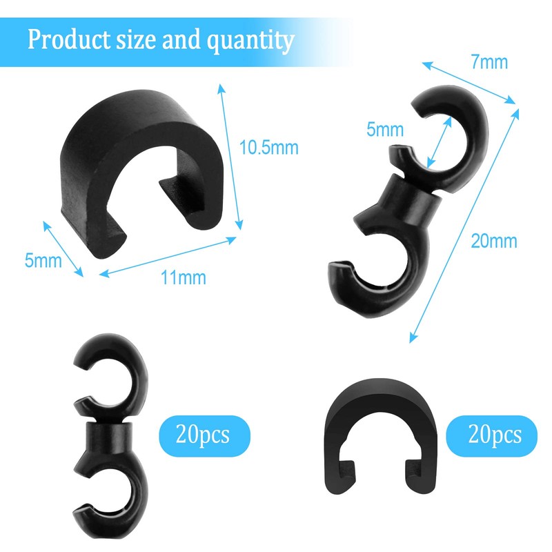 40 Pieces Bicycle C-Clip Brake Cable Clip 360 Rotation Bicycle