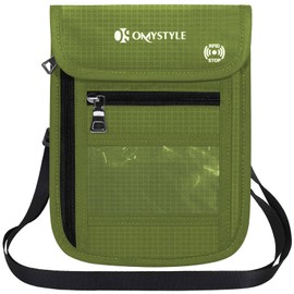 OMYSTYLE Neck Wallet, RFID Passport Holder for Travel, Adjustable Neck Strap, Waterproof Neck Pouch for Men & Women to Keep Cash, Credit Cards and Documents Safe, Green (8x6)