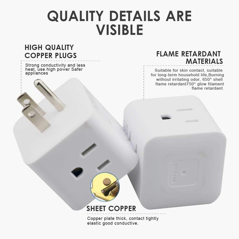 Multi Plug Outlet Extender, Vsanstar 3 Prong Wall Tap 4