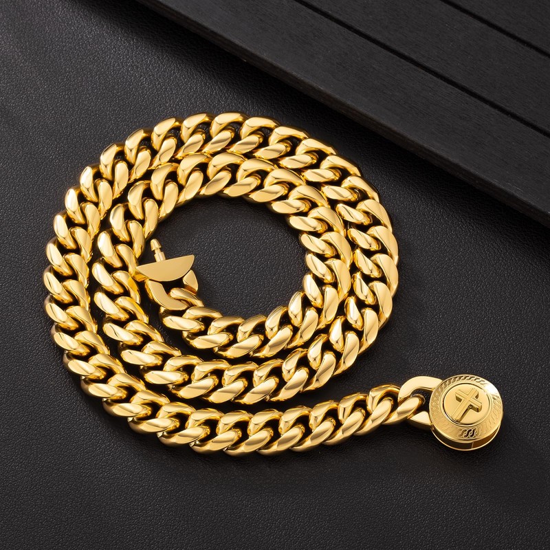 KRKC & CO Men's Design Clasp Necklace, 0.5 inch (12