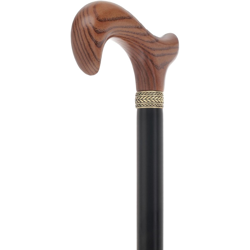 Derby Comfort Cane with Stained Ash Wood Handle, Black Beechwood