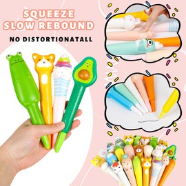 Pipigaty 24 Pcs Valentines Day Gifts for Kids Classroom, Kawaii Squishy Pens Stress Relief Squeezing, Valentine Exchange for Girls Boys Students School Class Classroom Fidget Toys, Party Favors