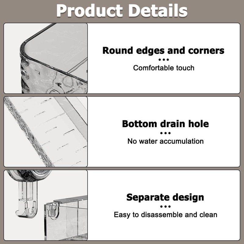 MiOYOOW Clear Shower Caddy, Heavy Duty Suction Cup Shower Shelf