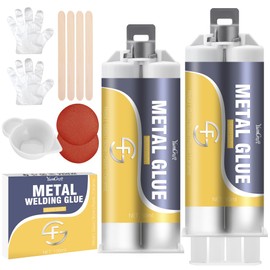 Metal Glue, 3.4oz Metal Repair Glue Liquid Weld, 2 Pack Epoxy Hole Filler Heavy Duty for Bonding, High Strength Adhesive Epoxy Resin for Welding Steel, Zinc, Aluminum, Casting Defect