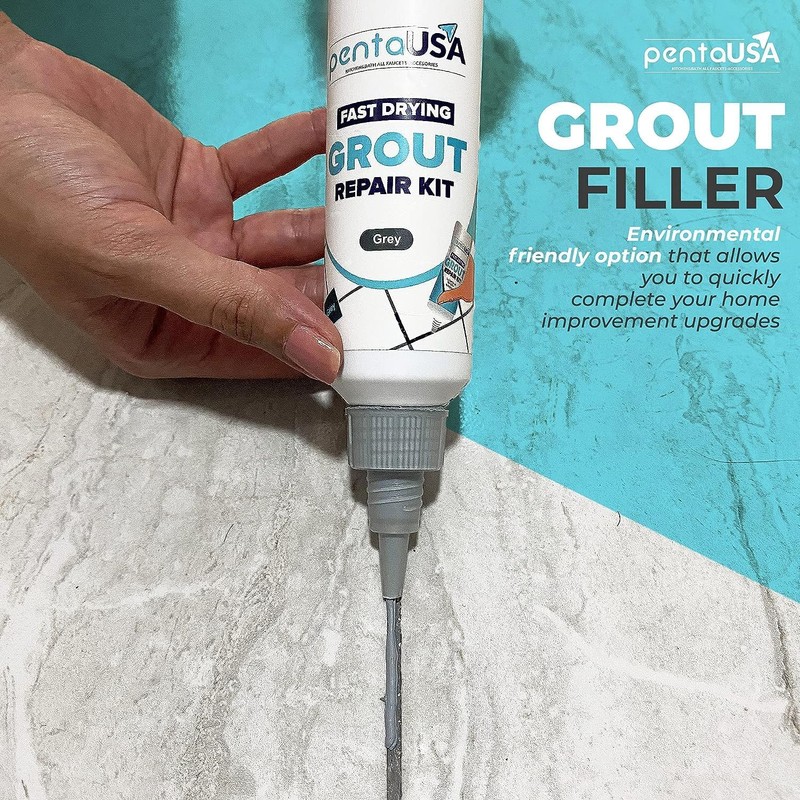 PentaUSA Tile Grout Repair Kit - Grey Grout Filler, Triple