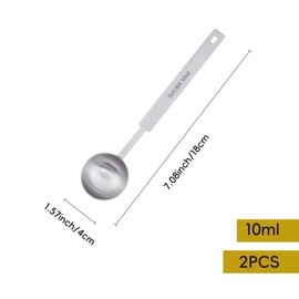 Yucenora 2 PCS Teaspoons Measuring Spoon, Stainless Steel Long Handle 2 Teaspoon (10 mL | 10 cc | 1/3 oz | 2/3 Tablespoon) for Cooking & Baking