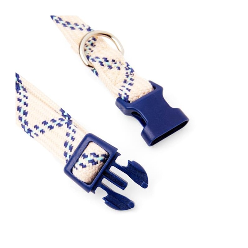 Youly Assorted Geometric Print Dog Collar, Blue Zig Zag, Small