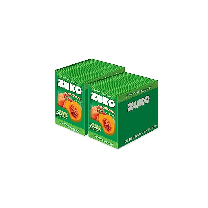 Zuko Peach Instant Powder Drink, 24 Individual Bags 0.9 Oz,