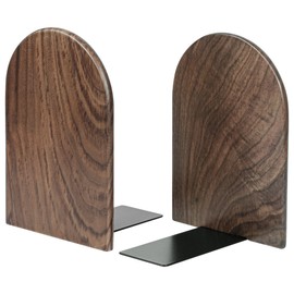 2 Wooden “L” Triangle Bookshelf Bookends, Extra Heavy Duty Wooden Bookends for Heavy Books, Creative Decorative, Non-Slip, Handmade Walnut (Black Walnut, Large)