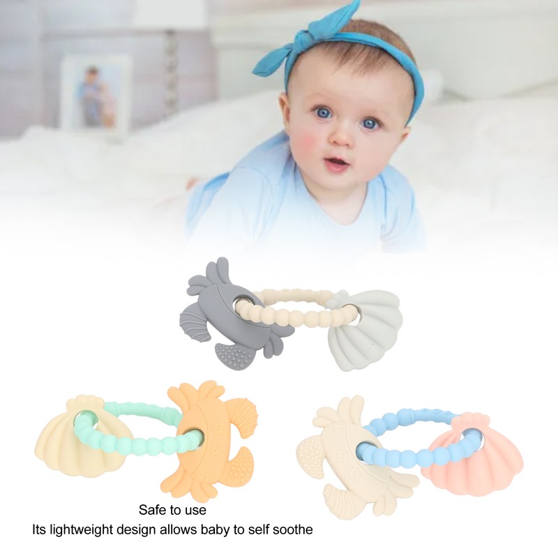 3pcs Silicone Shell Teething Ring Soothes Gum Soreness Crab Shell